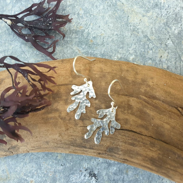 Silver seaweed earrings