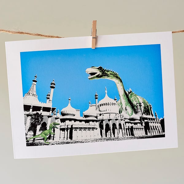 'Dippy Goes To Brighton' greetings card