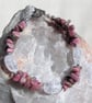 SALE Rhodonite & Crackled Clear Quartz Gemstone Bracelet "Water Lily Dew" - Image 2