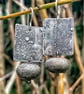 Oxidised silver and large pyrite bead earrings - Image 4