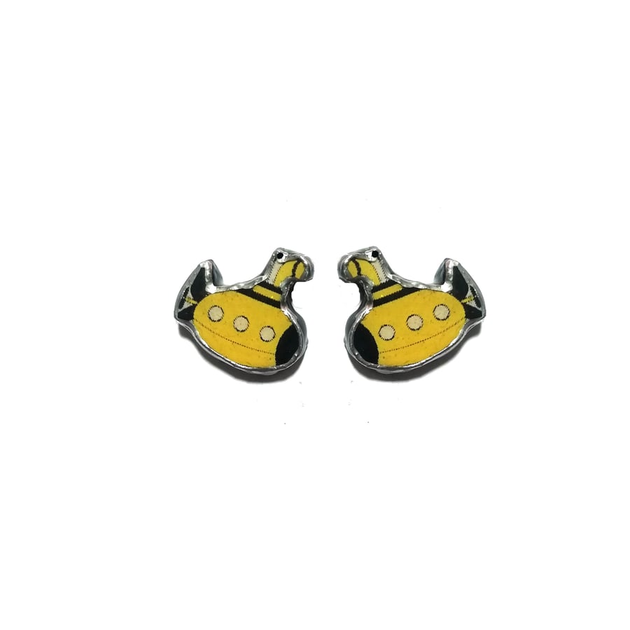 Yellow Submarine Beatles Ear Studs resin Jewellery by EllyMental 