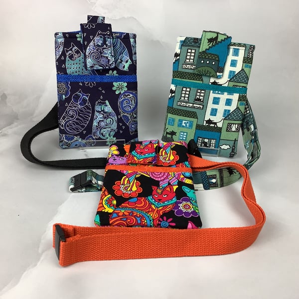 Cats neck bag, Kitty phone cover, Travel case, Detachable lanyard, 3 options