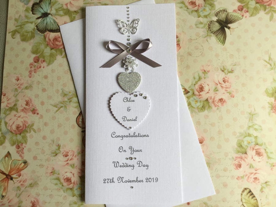 Personalised Handmade Wedding Day Card Engagement Any Anniversary 25th 60th