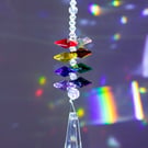Suncatcher hanging window decoration with pointed prism and rainbow octagons