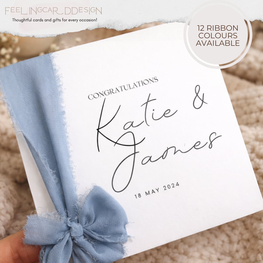 Personalised Wedding Keepsake - Chiffon Ribbon Gift with Names & Date