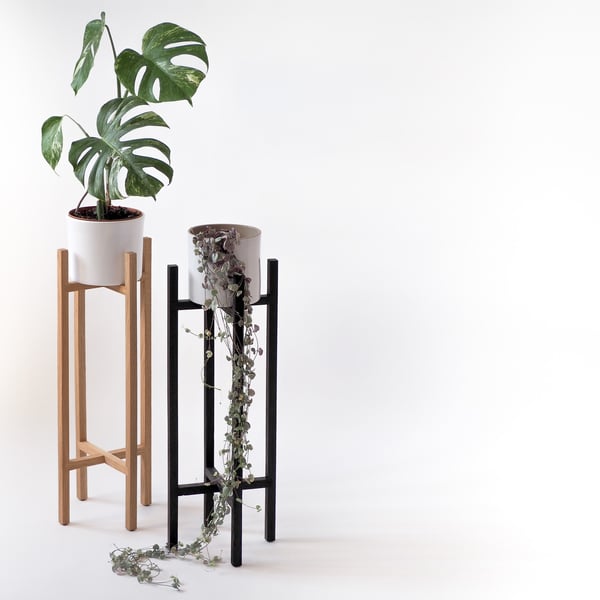 Tall Plant Stand - Solid oak stand, mid century design