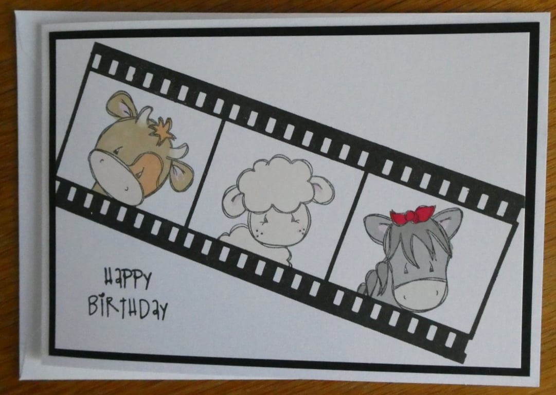 Farm Animals Birthday Card - Red