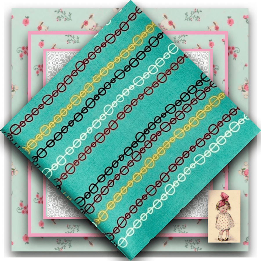 Turquoise Bubble Stripe Fat Quarter