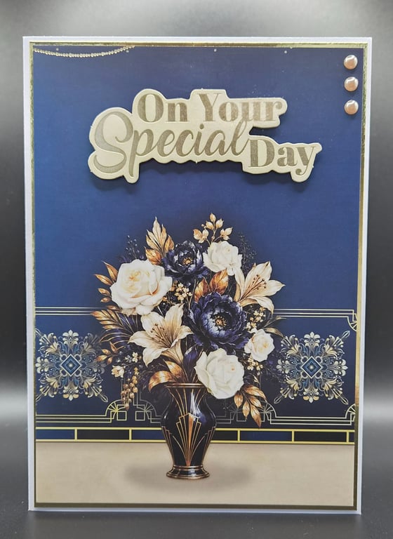 On Your Special Day Art Deco Floral Greeting Card