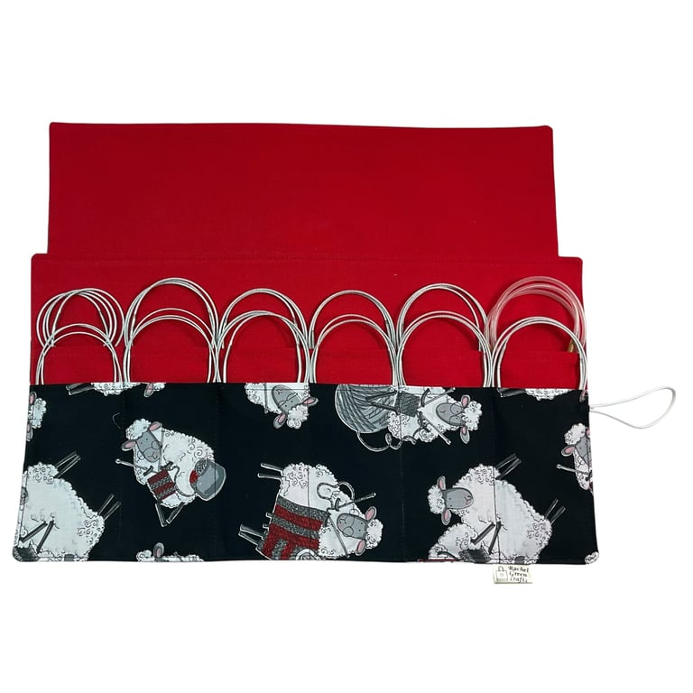 fixed Circular knitting needle case with sheep sock needles roll wallet,