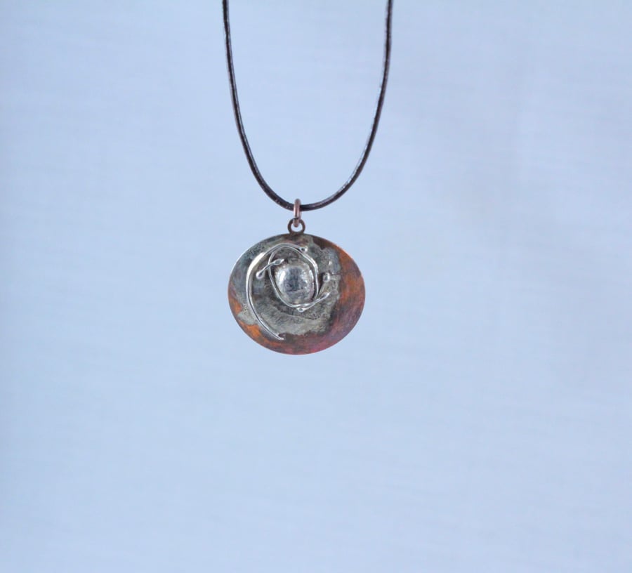 Orbits Copper and Silver Pendant