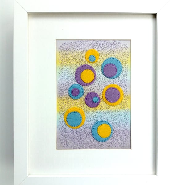 Abstract Circles Embroidered Felt Textile Art
