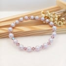 Stretch Bracelet - Austrian Crystal Pearl Bracelet in Iridescent Dreamy Rose 