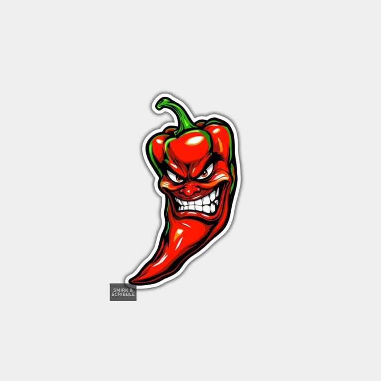 Funny Vinyl Sticker For Adults - Cute Grumpy Chilli Pepper