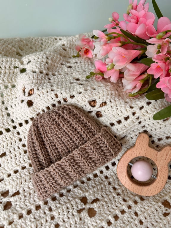 3-6 Months Ribbed Baby Beanie Hat