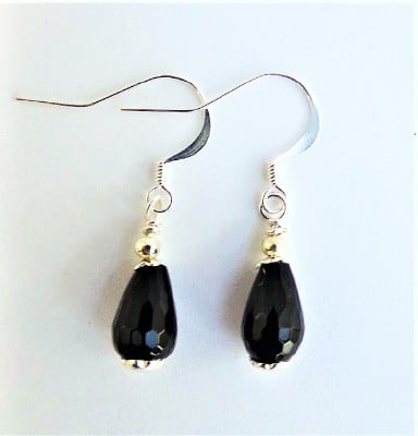 " Black is Black" Semi-Precious Black Onyx Earrings