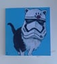 Stormtrooper Star Wars Cat Art Greeting Card From my Original Painting - Image 2