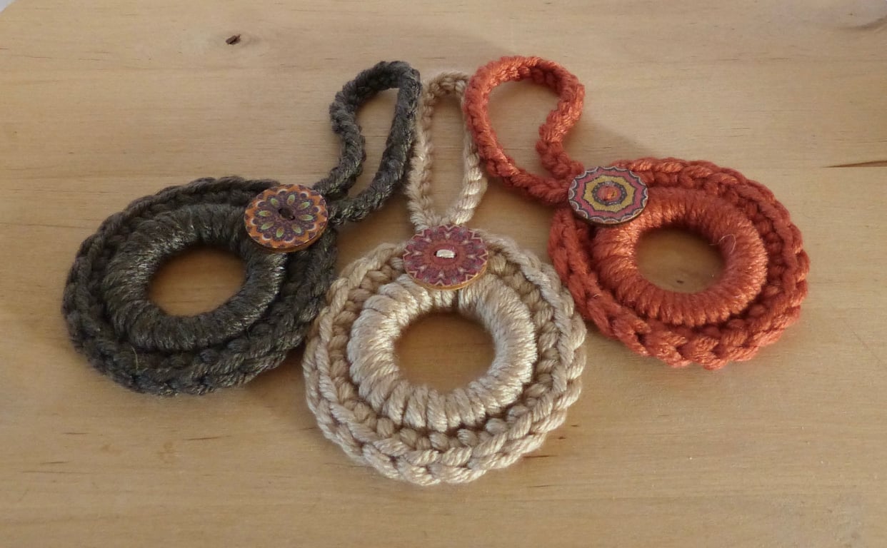 Set of 3 Crocheted Wreath Decorations