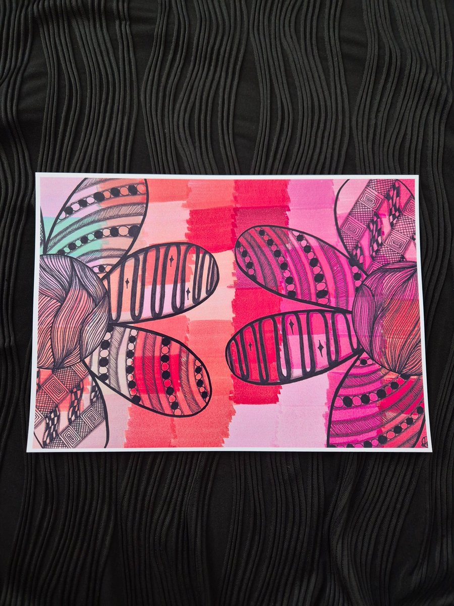 Abstract Art Print - A4 Unframed Flower Pattern Art