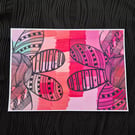 Abstract Art Print - A4 Unframed Flower Pattern Art