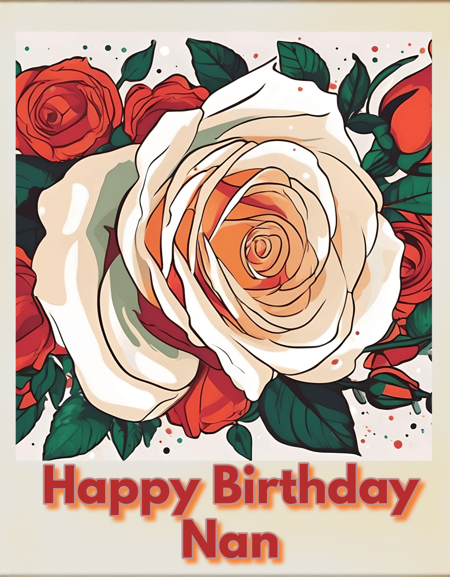Happy Birthday Nan Roses Card A5