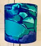 Bold MidCentury Blue Abstract  CONSTANCE Francis Price Vintage Fabric Lampshade