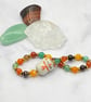 Waving cat charm stretchy bracelet with multicoloured agate - Image 1