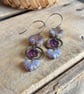 Nature Inspired Czech Glass Flower & Leaf Earrings. Lavender & Lilac Earrings  - Image 4