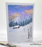 Christmas Cards - set of 4 cards - snow scene, cottage, fir and pine trees - Image 5