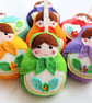 Make Your Own felt rainbow Matroyshka Doll Garland Kit. Sewing pattern.