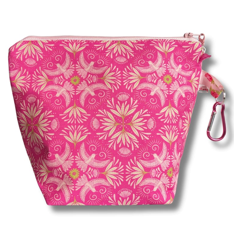 Pink Project bag for Knitting - Pink Hummingbird