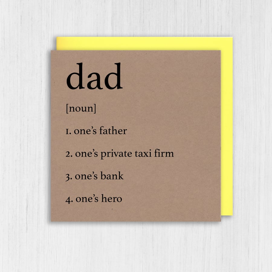 Kraft Father's Day card: Dictionary definition of father or dad