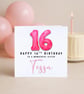 16th Birthday Card – Pink Foil Balloon Number – Milestone Birthday Card