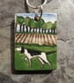 Handmade Ceramic pointer dog pendant  - Image 1