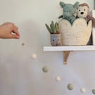 Sage Green & White Needle Felted Wool Ball Garland