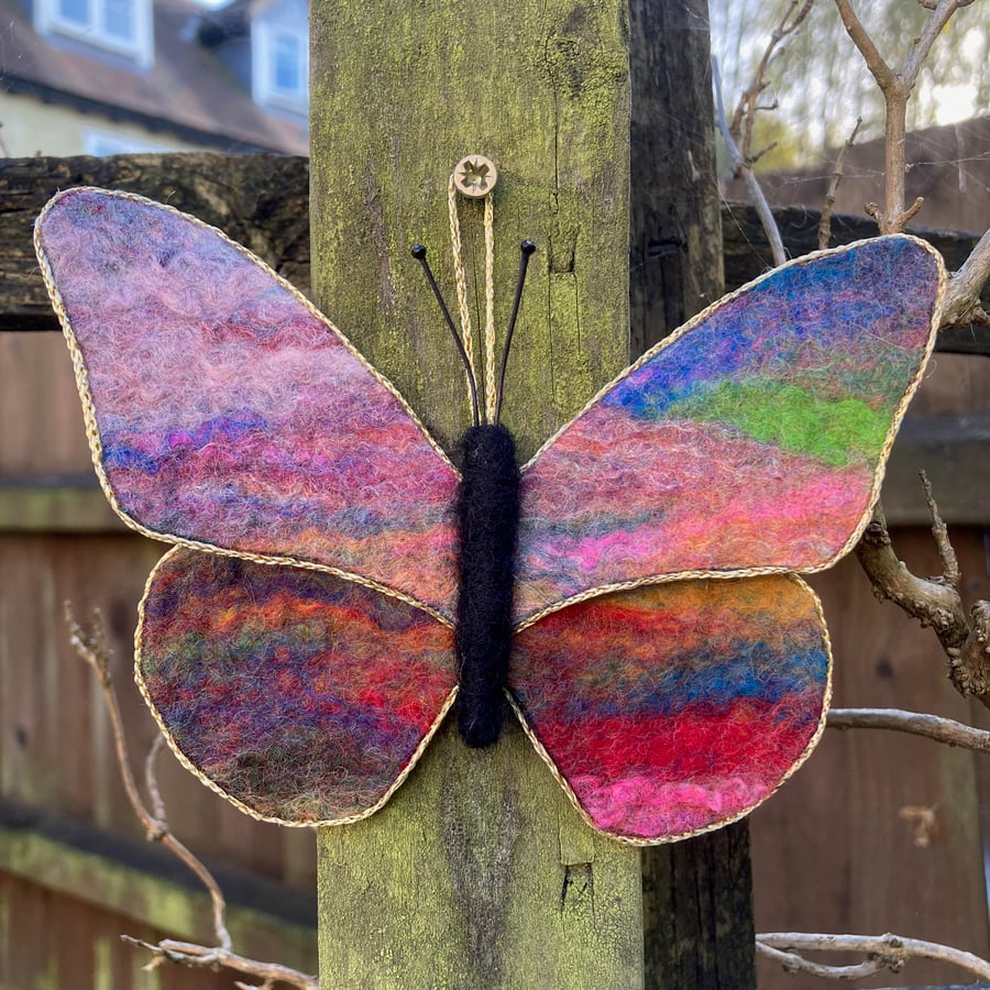 Multicoloured felt butterfly hanging decoration 