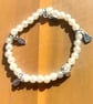 Handmade Black Pearl Beaded Bracelet with Silver-Tone Accents