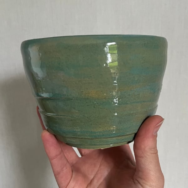 Teal glazed pot 