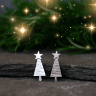 Christmas Tree Earrings Handmade in Sterling Silver