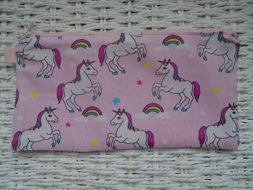 Standing Unicorn Pencil Case or Small Make Up Bag.