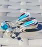 Surfite & Blue Seaglass Earrings Fine & Sterling Silver Upcycled Jewellery Gift - Image 6