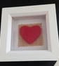 Needle-felted vibrant red heart in box frame