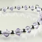Violet Preciosa Czech glass beaded bracelet, lobster clasp, sterling silver
