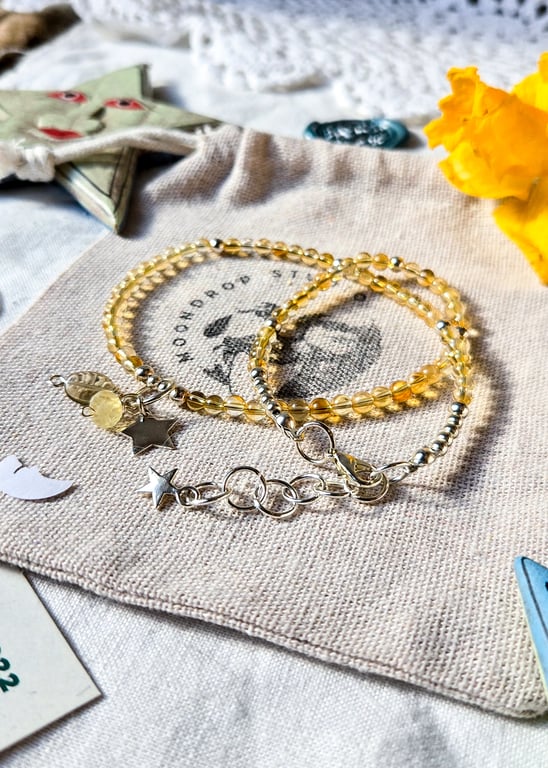 Celestial Citrine Gemstone Beaded Necklace, Celestial Jewellery, November gift 