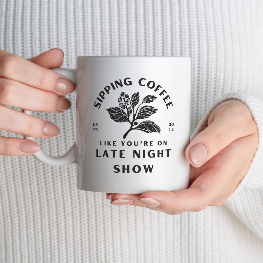 Sipping Coffee - Coffee Plant Mug: Lyric-Inspired Mug, Music Lover Gift