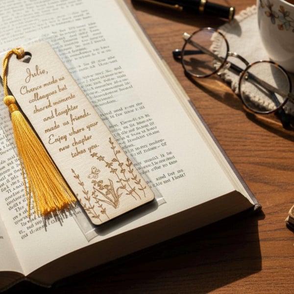 Retirement gift Personalised wooden engraved bookmark, leaving gift