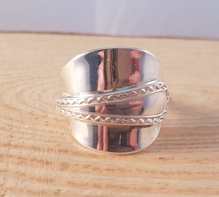 Sterling Silver Upcycled Zig Zag Spoon Wrap Ring