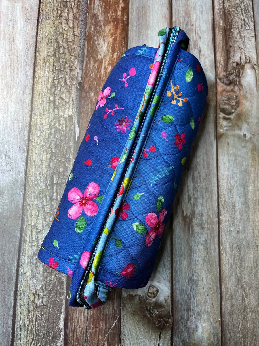 Navy Floral Sew Together Bag, Organiser Bag, Make Up Bag