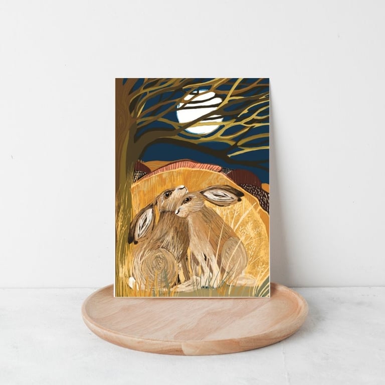 Hare wildlife blank card