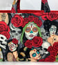 Day of the Dead tote bag, Gothic shopper, handmade in Sussex - Image 10